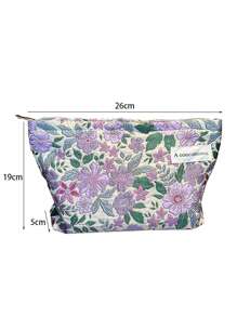 Aesthetic Travel Makeup Bag, 1Pc Cute Daisy Floral Print Large Capacity Lightweight Toiletry Handbag Bath Shower Bag Multifunctional Cosmetic Organizer Cute Handbag Wallet Pouch Case Portable Cosmetics Brush Storage Clutch With Zipper Closure For Lipstick, Brush, Skincare, Mobile Phone, Coin, Small Items, For Home, Travel, Vacation And School Use Storage Makeup Organizer Makeup Case Makeup Travel Toiletry Organizer Essentials Gifts Storage Zipper Accessories Nail