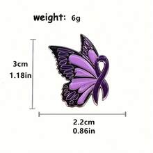 1PC Domestic Violence Awareness Enamel Pin - Purple Ribbon Butterfly Lapel Pin for Men's Jackets - Purple - View 5