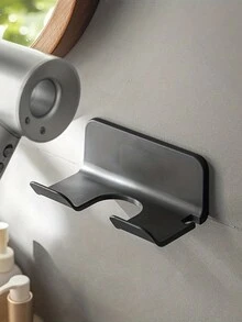 1入組電吹風架,常見吹風機支架,自黏式壁掛式收納架適用於浴室,包括膠黏劑墊 - 黑色 - 查看 4