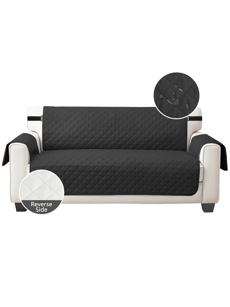 Ruaozz Funda impermeable para sofá reclinable, 1 pieza, funda para sofá reclinable, lavable, protector de muebles con correas elásticas y bolsillo para niños y mascotas (gris claro, 3 plazas