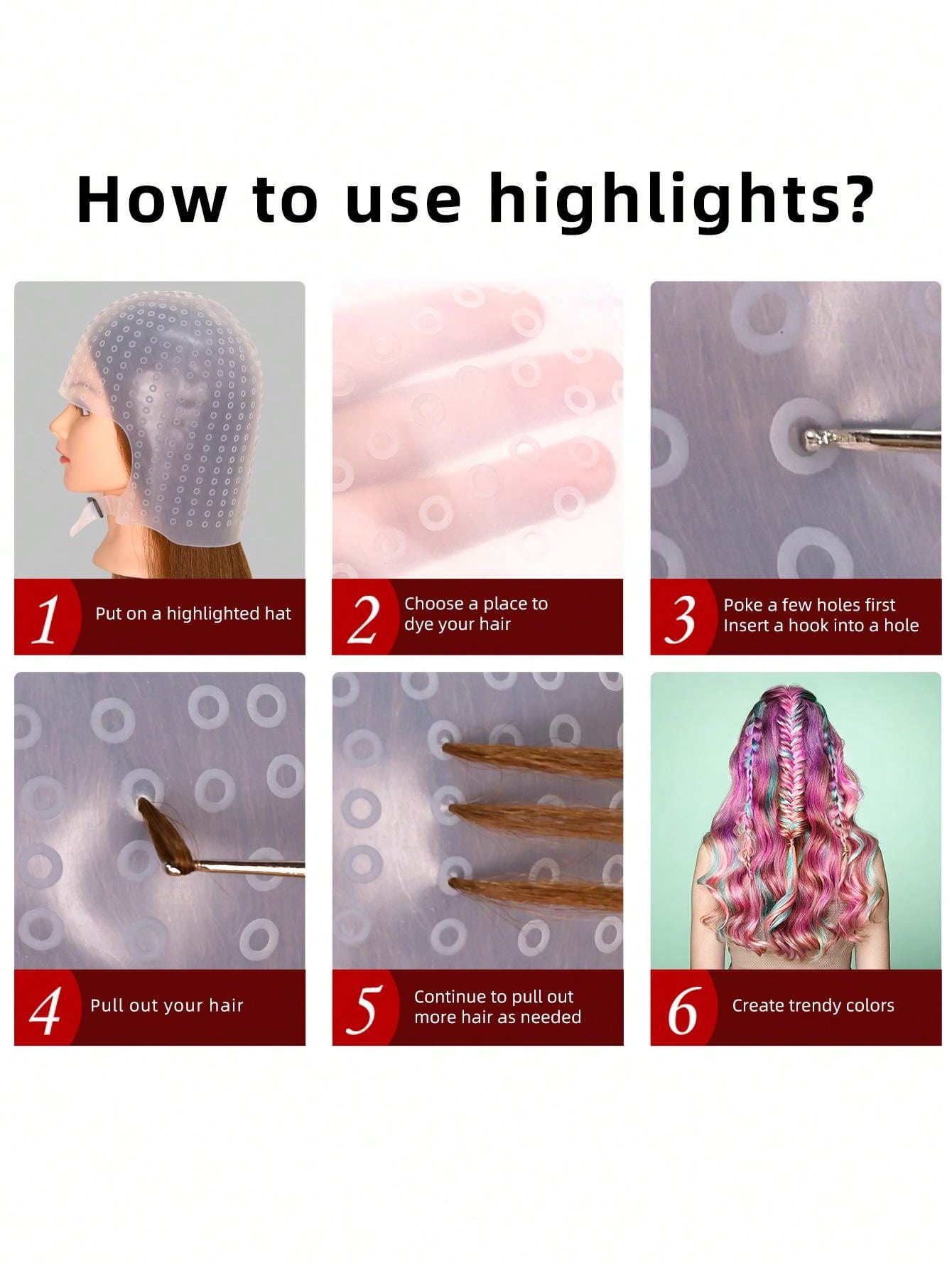 Silicone Highlighting Cap For Professional Salon Hair Dyeing With