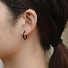 Stainless Steel Earring Set (0.8mm, 1.0mm, 1.2mm) - Black - View 4