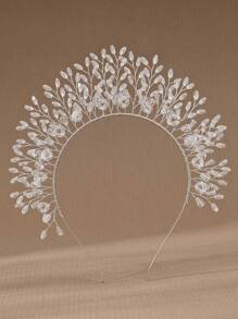 1件装女士时尚串珠工艺竖款皇冠头饰，欧美新娘装饰优雅头饰情人节配饰