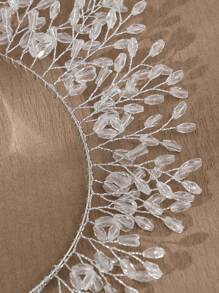 1件装女士时尚串珠工艺竖款皇冠头饰，欧美新娘装饰优雅头饰情人节配饰