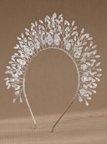 1件装女士时尚串珠工艺竖款皇冠头饰，欧美新娘装饰优雅头饰情人节配饰