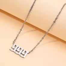 1pc Stainless Steel Lucky Number Pendant Necklace For Men & Women, Fashionable Sweater Chain With 000-999 Design