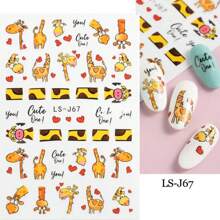 Ls-j67 New Design Cute Giraffe 3d Nail Art Sticker Decal Slider - Multicolor - View 1