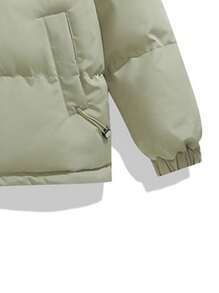 男士立领夹棉大衣，防风羽绒服 - 綠色 - 查看 5