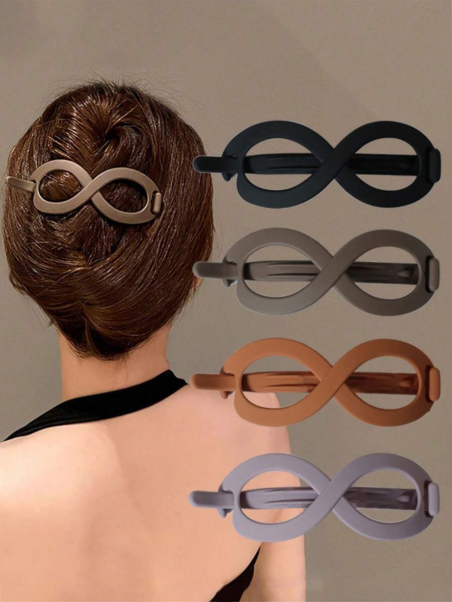 4 Piezas Clips Para El Cabello Con Forma De Figura 8 - Multicolor - Ver 1