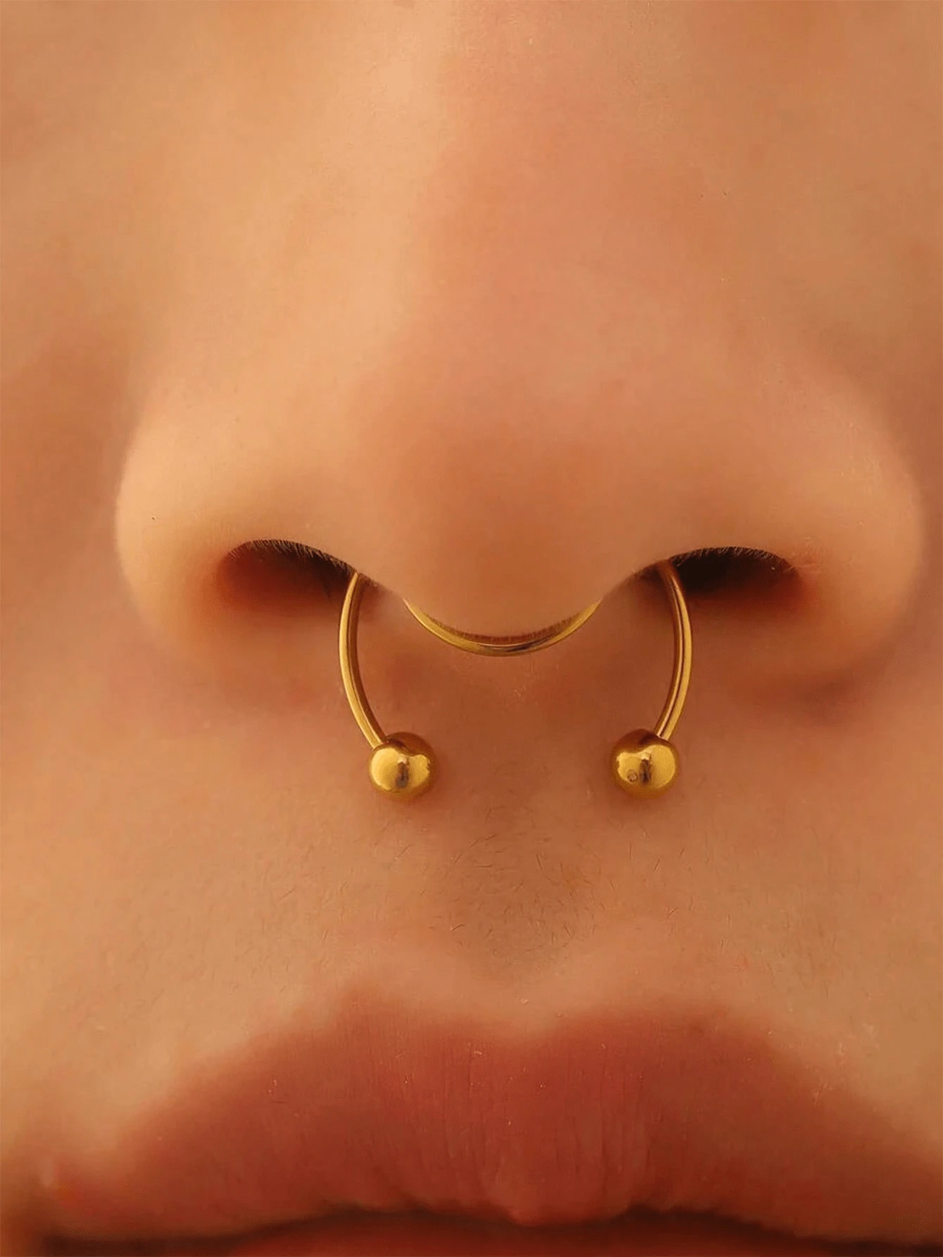 1pc Stainless Steel Nose Ring/Stud/Clip For Women - Yellow Gold - View 1