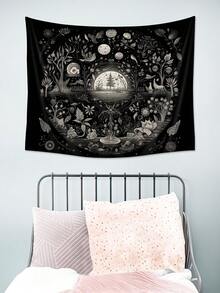 1 件月光树印花挂毯，现代风格涤纶纤维方形装饰壁挂，适用于客厅和卧室装饰，房间旗帜，墙壁装饰 - 彩色 - 查看 7