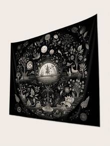 1 件月光树印花挂毯，现代风格涤纶纤维方形装饰壁挂，适用于客厅和卧室装饰，房间旗帜，墙壁装饰 - 彩色 - 查看 2