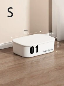 1pc White Plastic Storage Box For Living Room, Kitchen, Study, Dining Room, Toys, Snacks, Dolls, Beverages, Medicine, Bedroom, Wardrobe, Clothing, Underwear, Socks (Lid Included, Stickers Not Included) - White - View 7