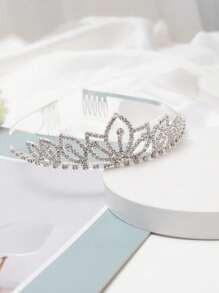 1 Pieza Diadema De Corona Nupcial De Diamantes De Imitación Para Fiesta - Plateado - Ver 2