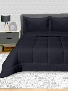 Edredón Duvet Con Relleno King Size Negro Ultra Suave