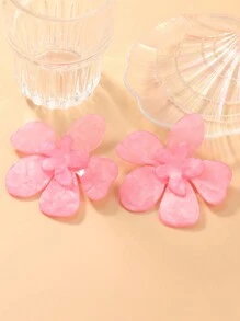 1pair European And American Style Acetate Artistic Flower Shaped Earrings With Exaggerated Design For Women - Multicolor - View 1