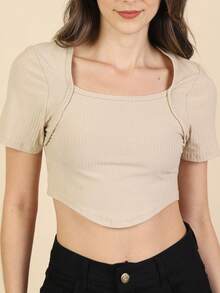 Women Tops - 米色 - 查看 4