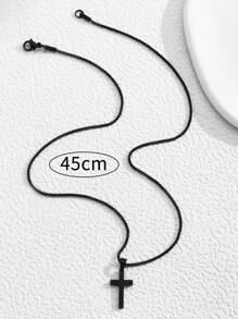 1 件兒童時尚簡約吊墜項鍊,男孩不銹鋼項圈,適合日常佩戴的時尚街頭珠寶 - 槍黑色 - 查看 3