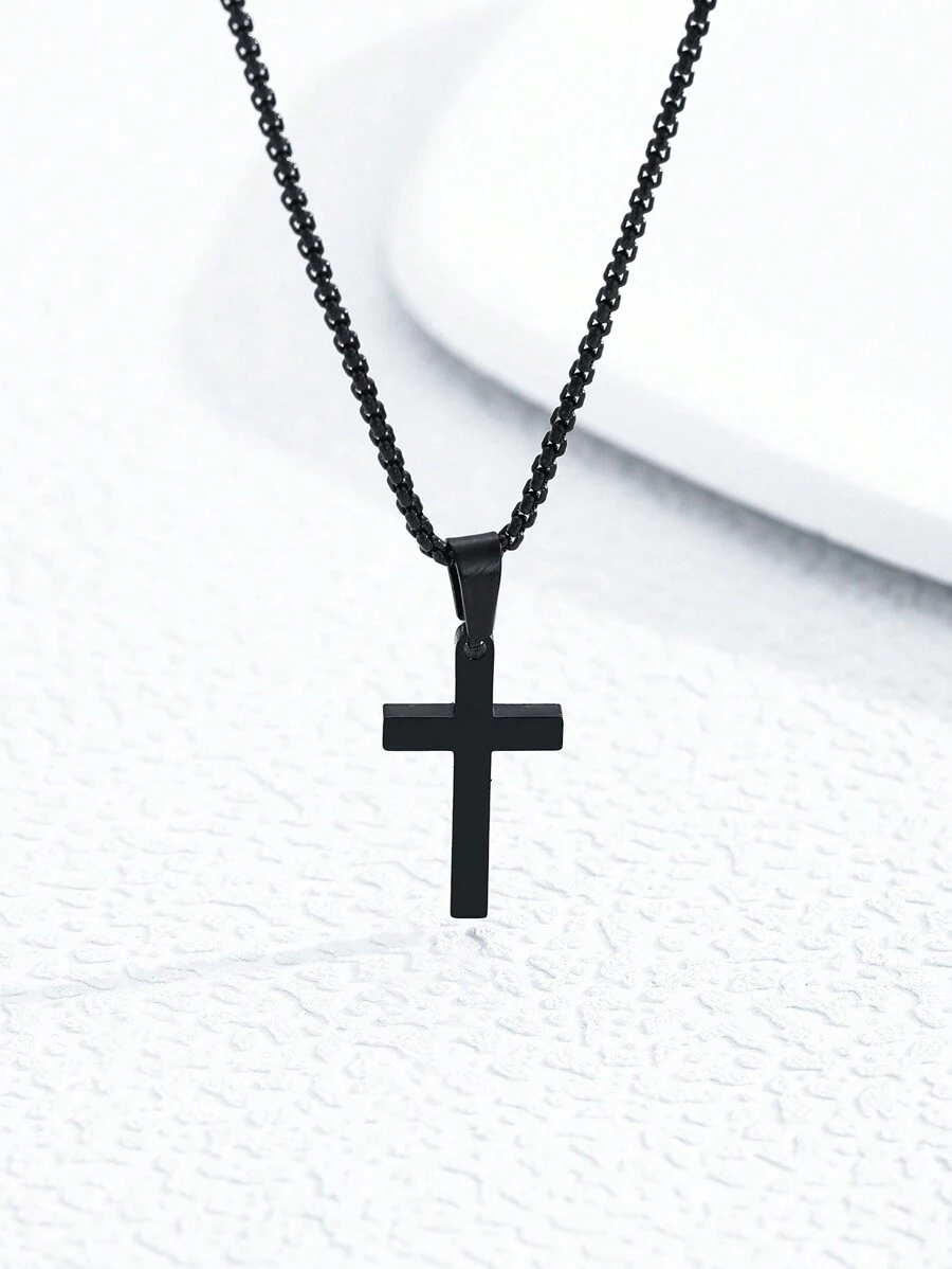 1 件兒童時尚簡約吊墜項鍊,男孩不銹鋼項圈,適合日常佩戴的時尚街頭珠寶 - 槍黑色 - 查看 1