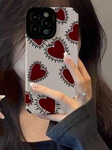 Funda para móvil con patrón de corazón suave ribete con dibujos animados con estampado compatible con manzana telefonos para protección completa en contra - Multicolor - Ver 2
