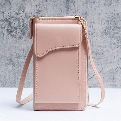 Nuevo bolso de mujer de moda para teléfono móvil, bolso de hombro de ocio original, bolso vertical multifuncional para monedas, tarjetas y soporte para teléfono, bolso para teléfono iPhone en color rosa intenso, bolso y cartera para mujer