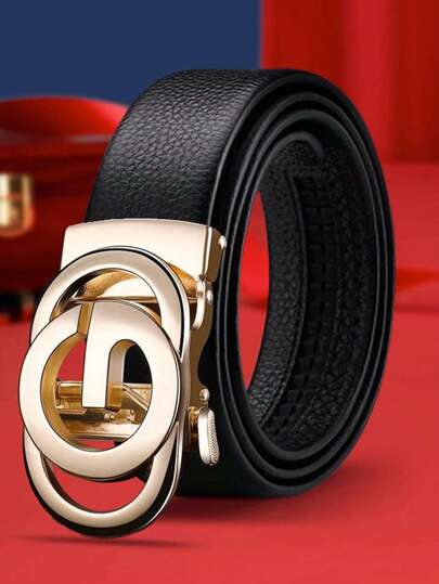 1pc Men's Automatic Buckle Leather Belt, Fashionable Casual Business Style Waistband For Young Adults Work Summer, School Fall, Autumn, Halloween Autumn-Winter Accessories,Suitable For Teens, Youth,Men,Casual, Outdoor, Athletic, Vacation, Graduation Gifts, Birthday, Daily Wear