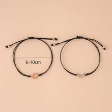 2 Piezas Simple Pulsera De La Amistad De Hombres De Aleación De Aluminio Con Diseño De Sol Y Luna Para Estilo Retro