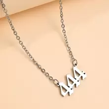 1pc Stainless Steel Lucky Number Pendant Necklace For Men & Women, Fashionable Sweater Chain With 000-999 Design