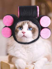 1pc Black Curly Hair Cap - Black - View 1