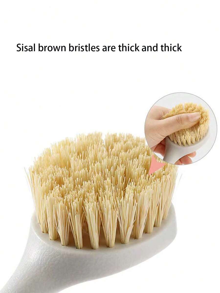 Kitchen & Houseware Natural Fibers Pot Brush With Long Handle For Non-Stick Cookware Cleaning, Utensils Dishwashing (Made Of Oak) - Beige - View 1