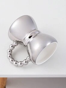 1pc Silver Bow-Knot Shaped Coffee Cup - Silver - View 3