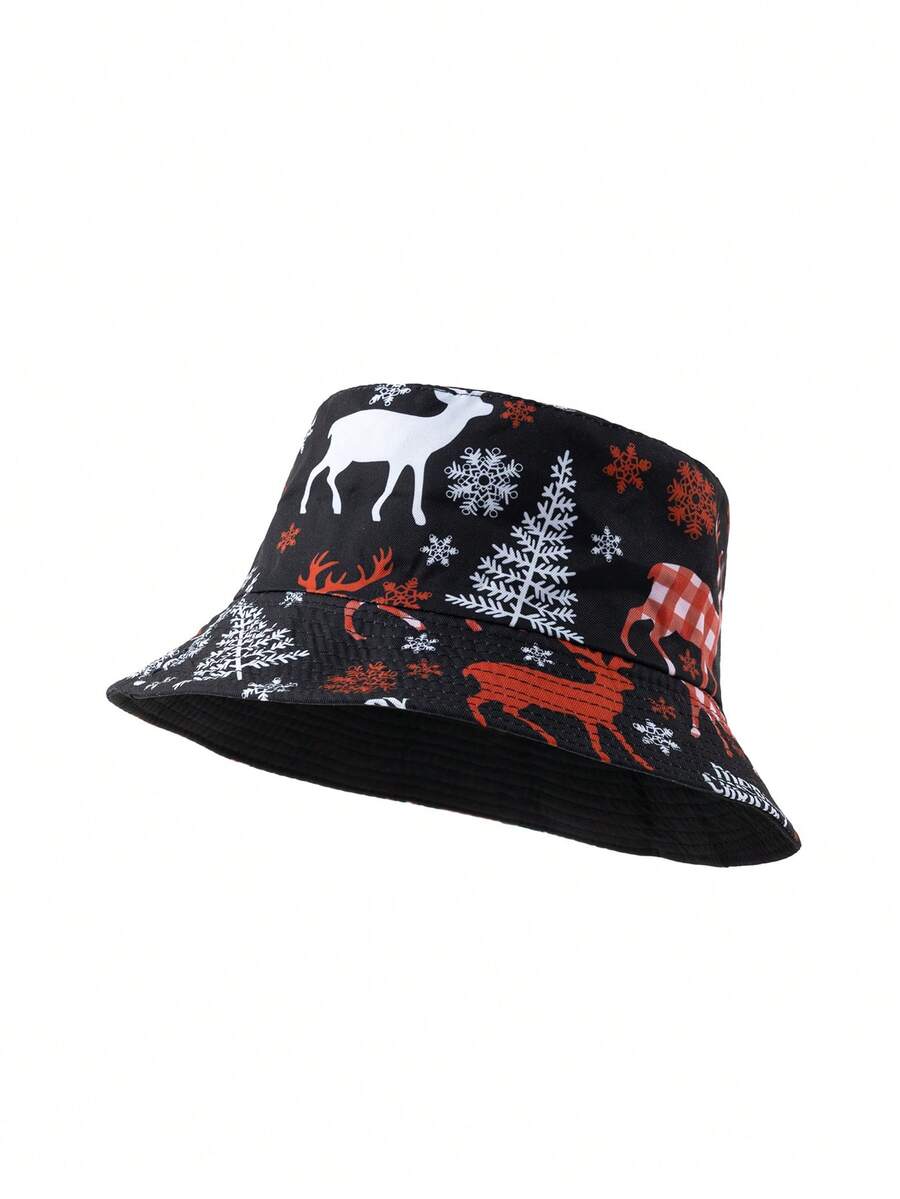 1頂女式雙面漏斗帽，適用於秋冬日常穿著和聖誕節 - 黑色 - 查看 1