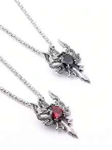Men Sword Charm Necklace Punk Hip Pop Style, For Jewelry Gift And Party - Multicolor - View 1
