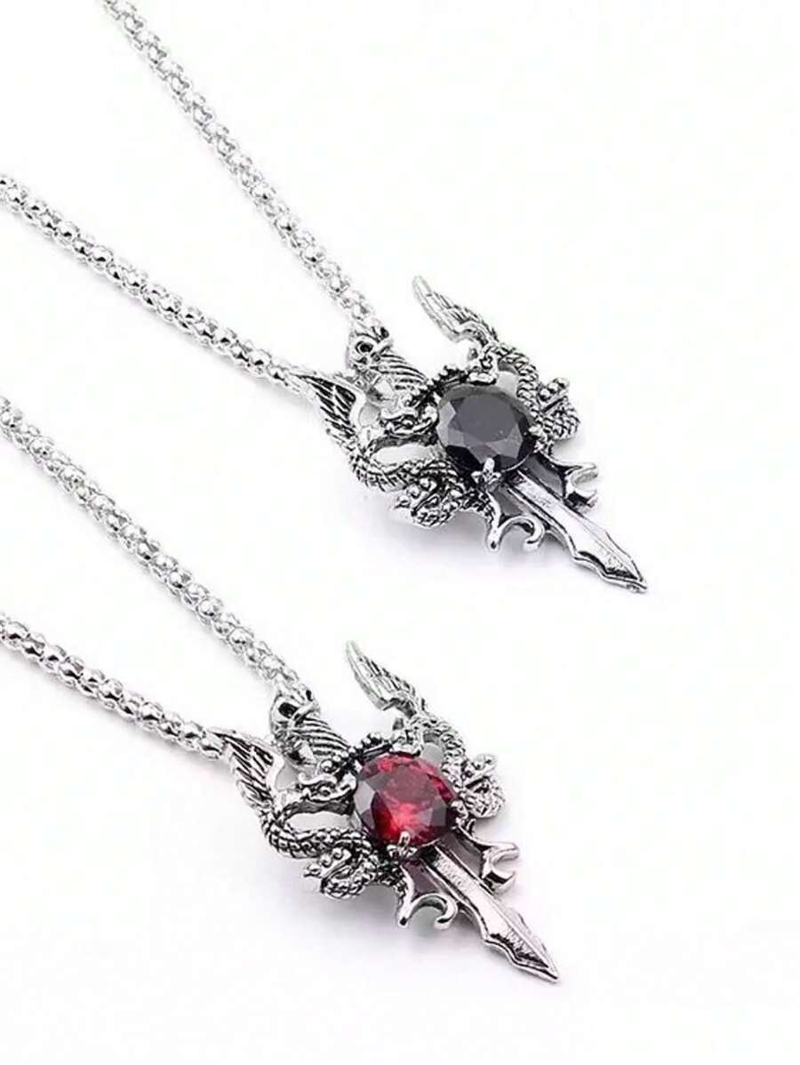 Men Sword Charm Necklace Punk Hip Pop Style, For Jewelry Gift And Party - Multicolor - View 1
