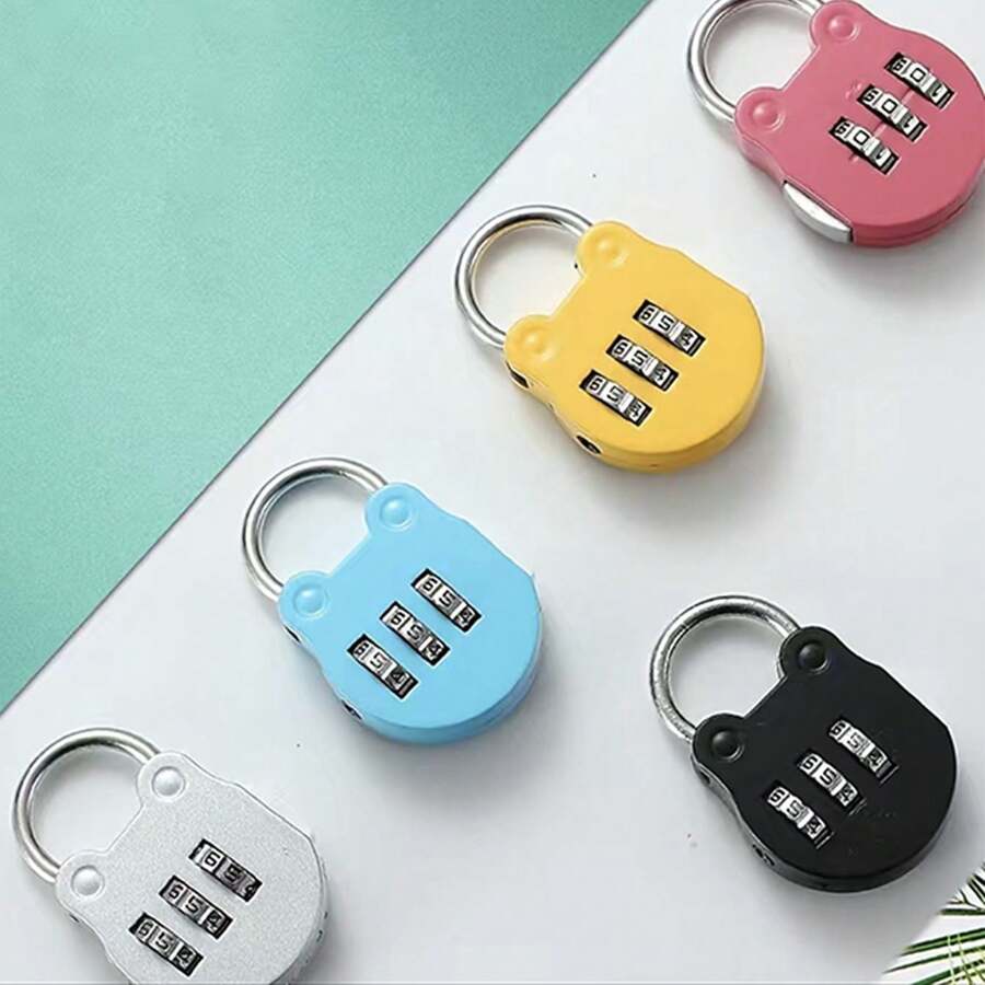 1 pieza Candado de combinación de colores aleatorios, candados de equipaje y maletas con cerradura de código cifrado - Negro - Ver 1