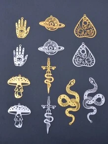 10pcs Brass Gold-color Mushroom Snake Design Stainless Steel Pendant For Earring/necklace/bracelet Craft