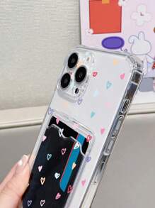 1 pieza Funda de teléfono de TPU a prueba de golpes con diseño de corazón colorido y lindo, compatible con iPhone 16/15/14/13/12/11 Pro Max, resistente al agua y a los arañazos - Multicolor - Ver 4