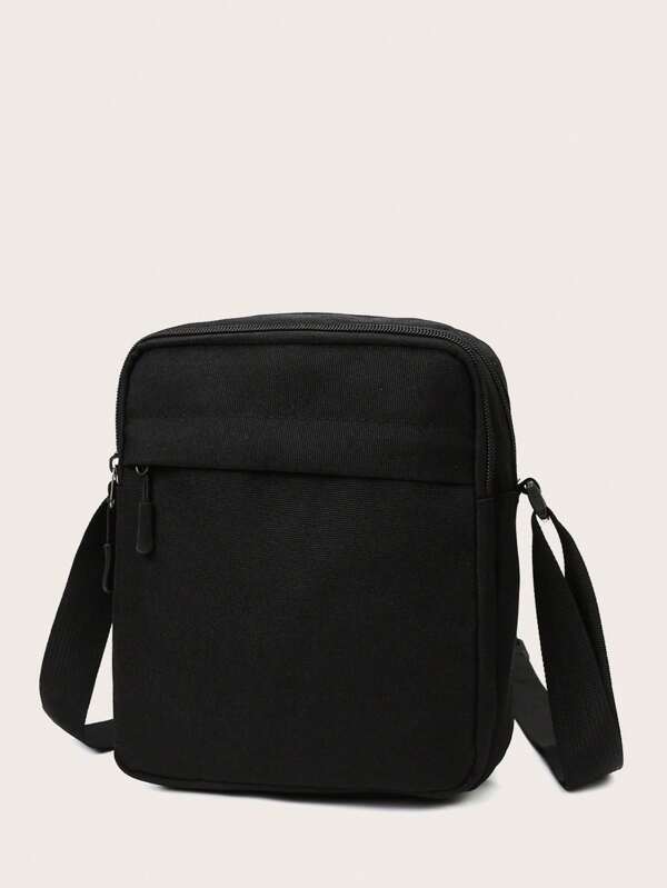 حقيبة خصر مربعة بلون صلب مع سحاب أمامي وحزام كتف قابل للتعديل للرجال والنساء، حقيبة رسول صغيرة مؤلفة من القماش القطني المزودة بحمالة كتف للجيم وللرحلات الخارجية والركض وممارسة الرياضة