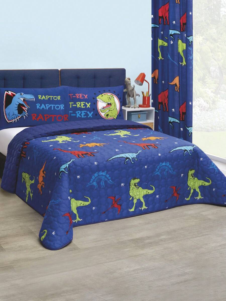 Home Elephant Jurassic Dinosaurs Blue Single Lightweight Duvet - Blue - View 1