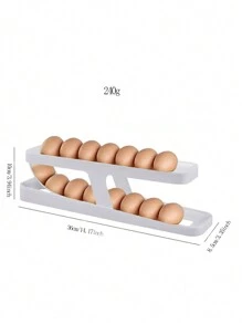 1pc Fridge Egg Dispenser, Egg Roll-type Storage Rack, Egg Tray, Egg Rack - White - View 6