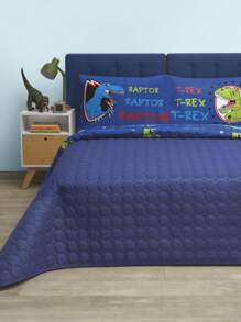 Home Elephant Jurassic Dinosaurs Blue Single Lightweight Duvet - Blue - View 2