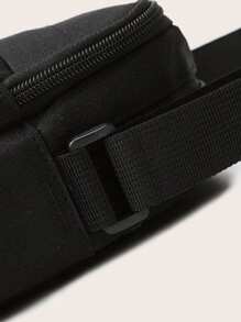 前拉鍊純色方形腰包，可調節肩帶腰包適用於男女，跨藍色腰包，運動跑步騎自行車用，小型健身背包信使包，帆布肩背旅行袋，適用於戶外 - 黑色 - 查看 5