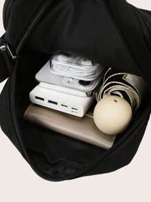 前拉鍊純色方形腰包，可調節肩帶腰包適用於男女，跨藍色腰包，運動跑步騎自行車用，小型健身背包信使包，帆布肩背旅行袋，適用於戶外 - 黑色 - 查看 6