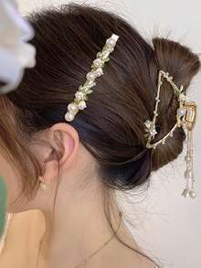 合金亞克力鈴蘭花髮夾復古髮夾女性髮飾