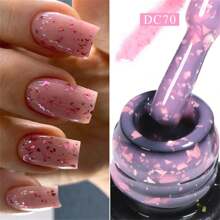 6 Pezzi/set Smalto Gel Glitterato Con Base In Gomma 7ml, Paillettes Dorate, Strato Superiore In Gel Base Rosa/bianca, Rimozione Soak Off, Donnna, Decorazione Unghie In Gel Uv Led, Regalo Per Manicure