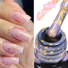 6 Pezzi/set Smalto Gel Glitterato Con Base In Gomma 7ml, Paillettes Dorate, Strato Superiore In Gel Base Rosa/bianca, Rimozione Soak Off, Donnna, Decorazione Unghie In Gel Uv Led, Regalo Per Manicure
