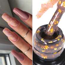 6 Pezzi/set Smalto Gel Glitterato Con Base In Gomma 7ml, Paillettes Dorate, Strato Superiore In Gel Base Rosa/bianca, Rimozione Soak Off, Donnna, Decorazione Unghie In Gel Uv Led, Regalo Per Manicure