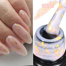 6 Pezzi/set Smalto Gel Glitterato Con Base In Gomma 7ml, Paillettes Dorate, Strato Superiore In Gel Base Rosa/bianca, Rimozione Soak Off, Donnna, Decorazione Unghie In Gel Uv Led, Regalo Per Manicure
