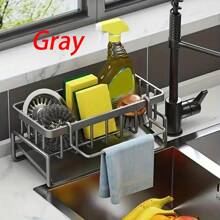 1pc Sponge And Detergent Holder For Kitchen Sink With Draining Holes And Storage Compartment - Multicolor - View 2