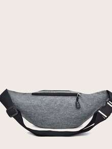 時尚男女腰包休閒臀包錢包大手機腰帶袋帆布戶外旅行電話包香蕉臀包胸包,送給父親的禮物 - 灰色 - 查看 6